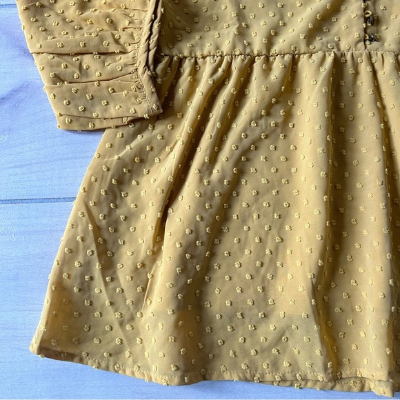 NWT Antoinette Mustard Swiss Dot Shirt Blouse - Picture 3 of 4